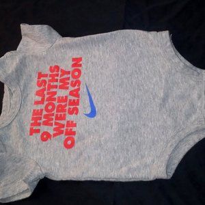 Baby Onesies from Nike Size 6M Says "The last nine months were my off season "